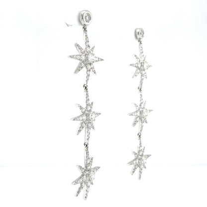 Triple Star Dangle Earrings (4.44 ct. tw.)  in 18K White Gold