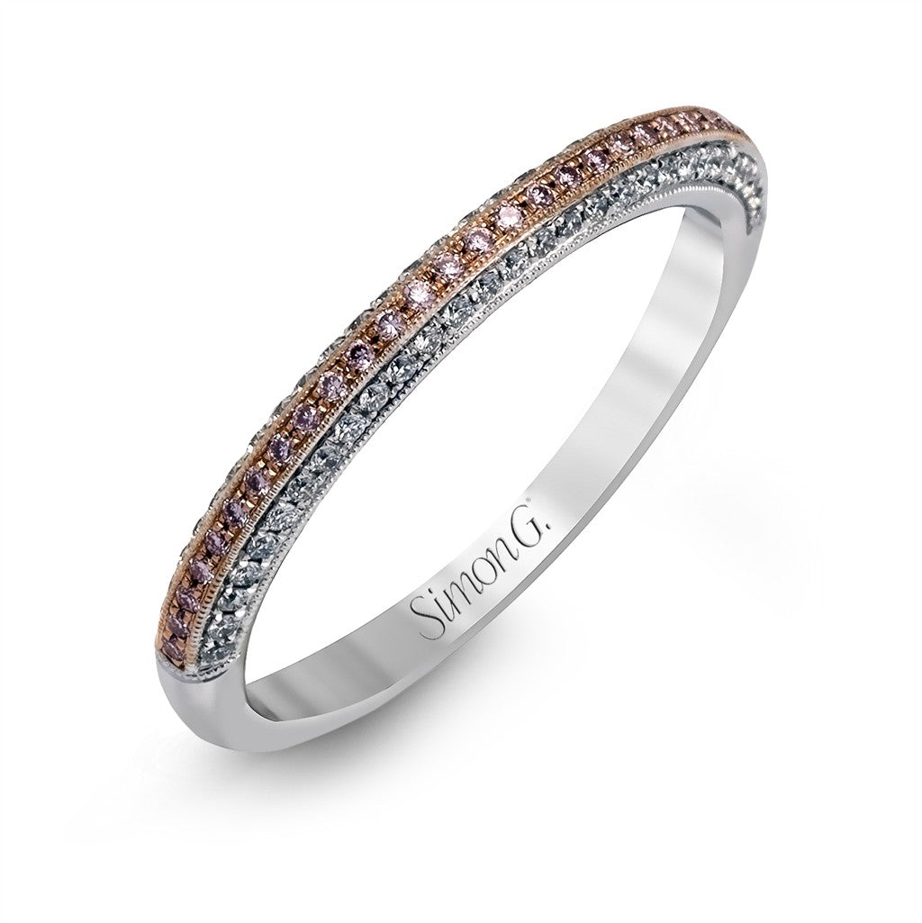 Simon G. Triple Row Pave Wedding Ring in 18K White & Rose Gold
