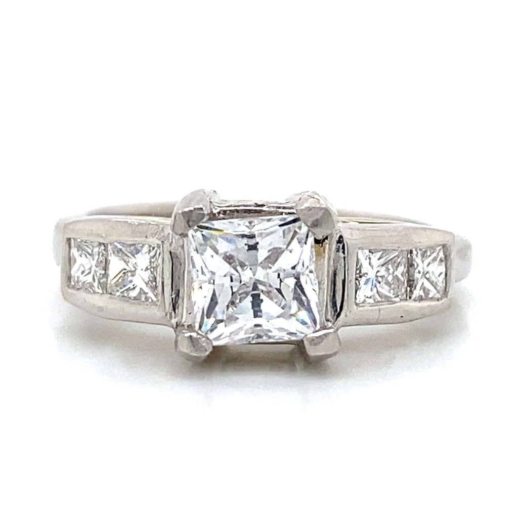 Five Stone Princess Shaped Engagement Ring in Platinum