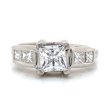 Five Stone Princess Shaped Engagement Ring in Platinum