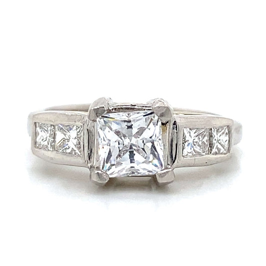 Five Stone Princess Shaped Engagement Ring in Platinum