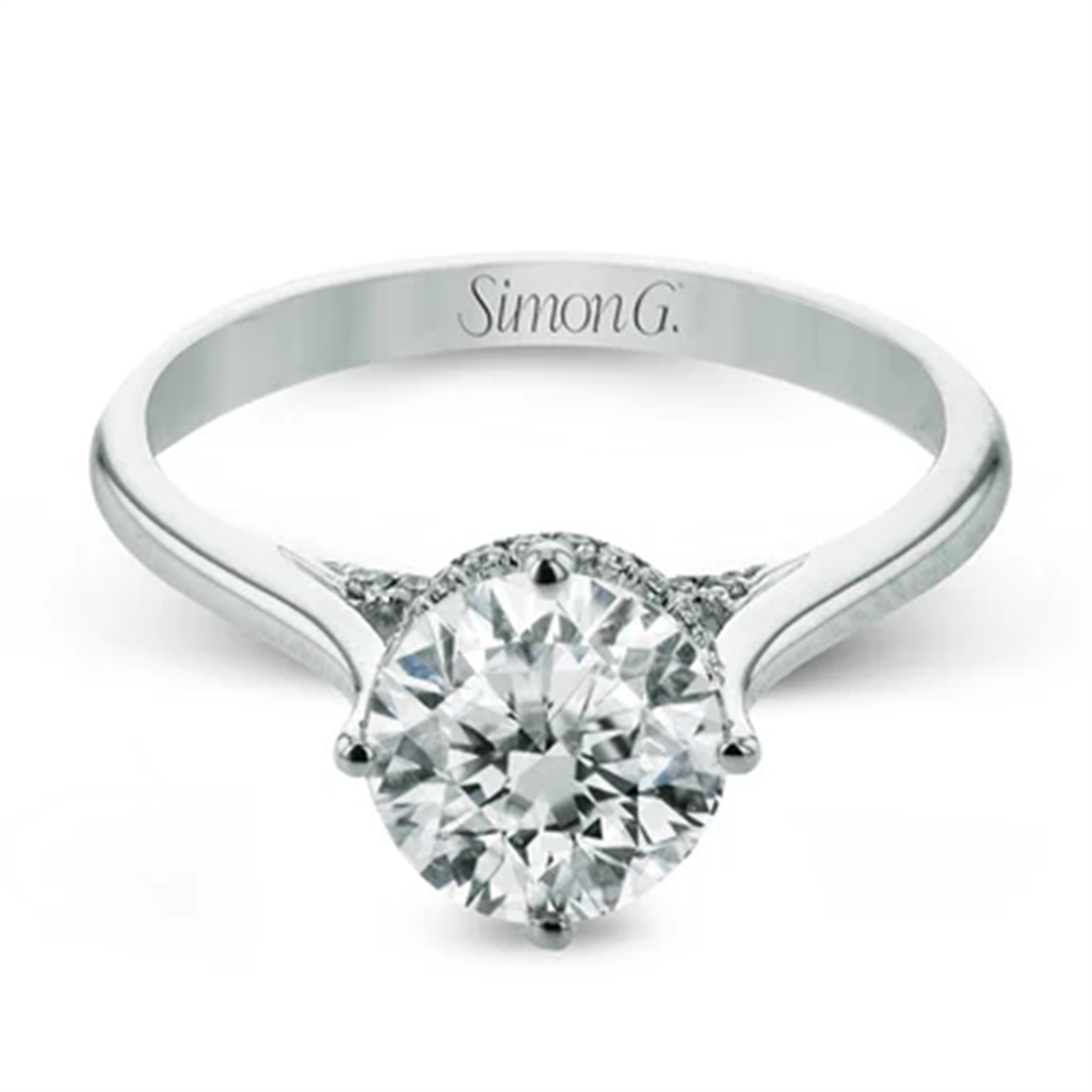 Hidden Halo Engagement Ring in 18K White Gold