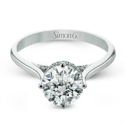 Hidden Halo Engagement Ring in 18K White Gold