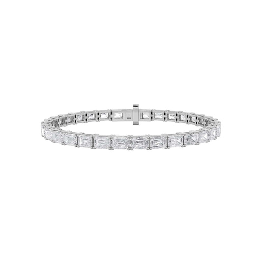 13CTW Emerald Lab-Grown Diamond Prong Classic Line Bracelet 33 Stones