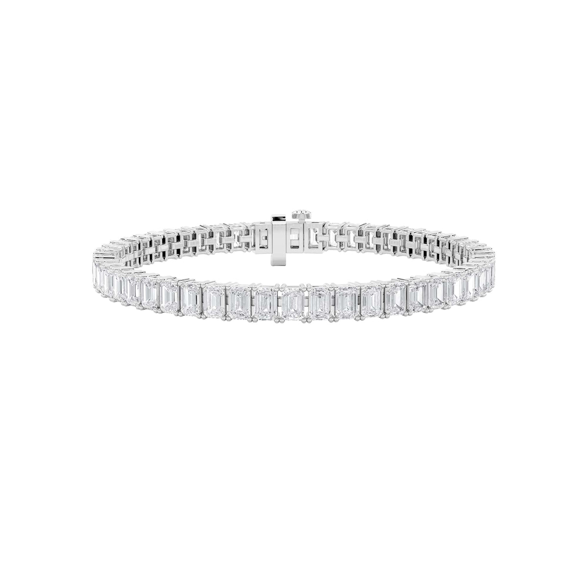 10CTW Emerald Lab-Grown Diamond Prong East West Line Bracelet 52 Stones