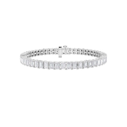 10CTW Emerald Lab-Grown Diamond Prong East West Line Bracelet 52 Stones