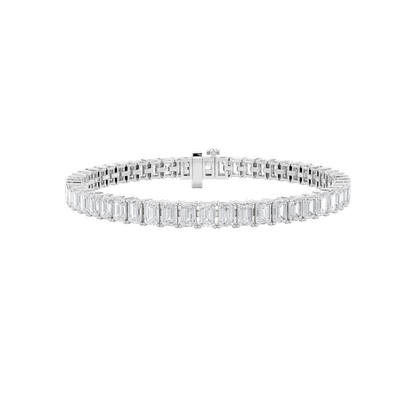 10CTW Emerald Lab-Grown Diamond Prong East West Line Bracelet 52 Stones