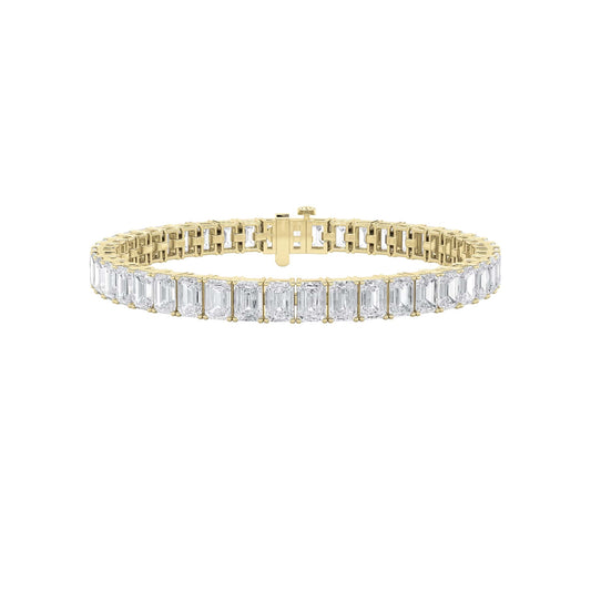 18.5CTW Emerald Lab-Grown Diamond Prong East West Line Bracelet 45 Stones