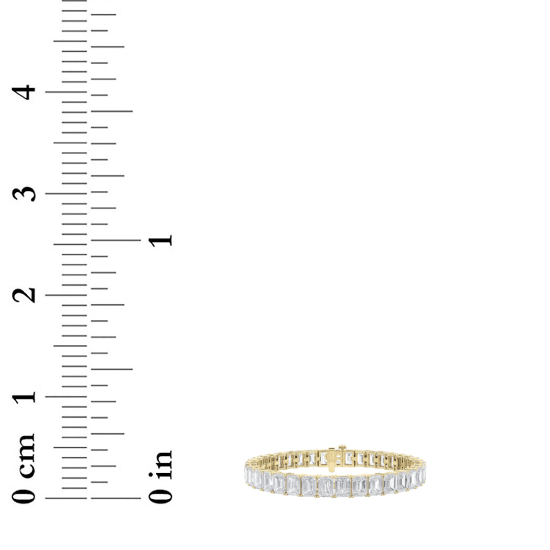 18.5CTW Emerald Lab-Grown Diamond Prong East West Line Bracelet 45 Stones