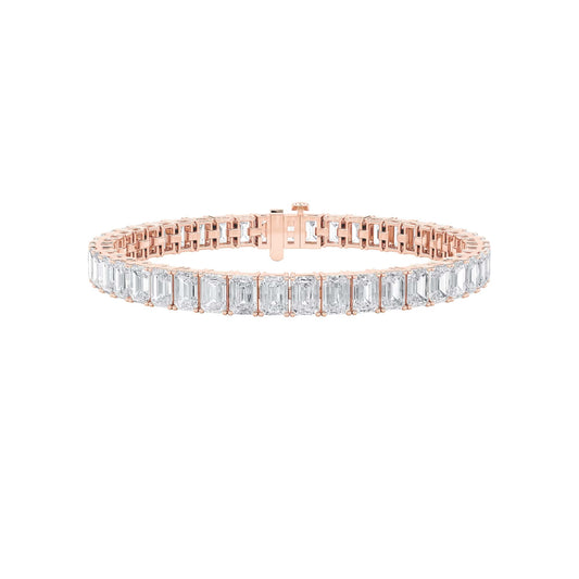 21.5CTW Emerald Lab-Grown Diamond Prong East West Line Bracelet 43 Stones