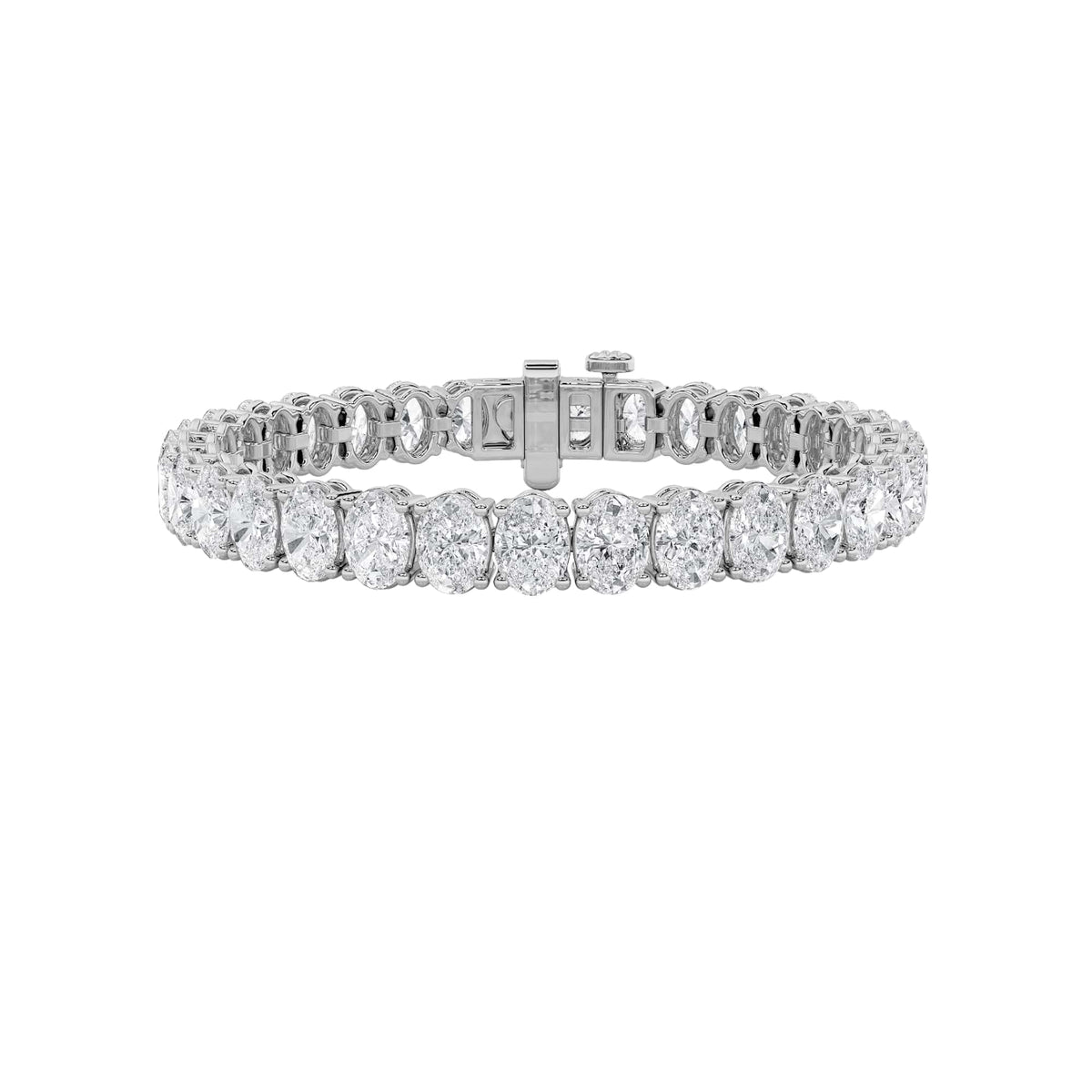 24CTW Oval Lab-Grown Diamond Prong East West Line Bracelet 33 Stones