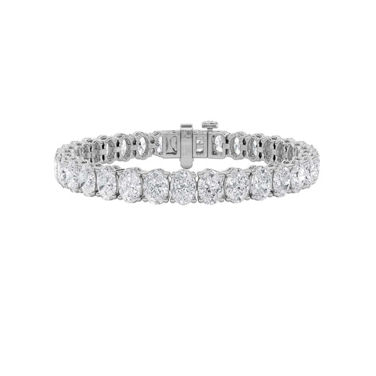 24CTW Oval Lab-Grown Diamond Prong East West Line Bracelet 33 Stones