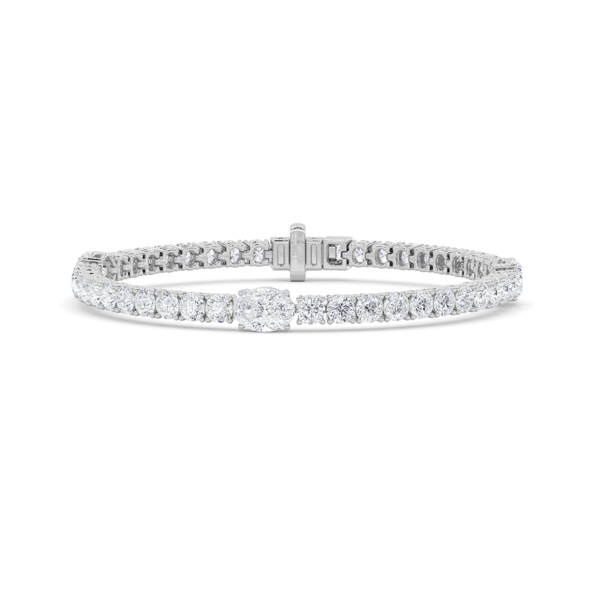 10CTW Oval Lab-Grown Diamond Prong East West Station Bracelet 45 Stones