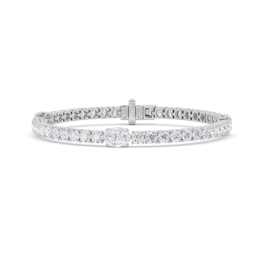 10CTW Oval Lab-Grown Diamond Prong East West Station Bracelet 45 Stones