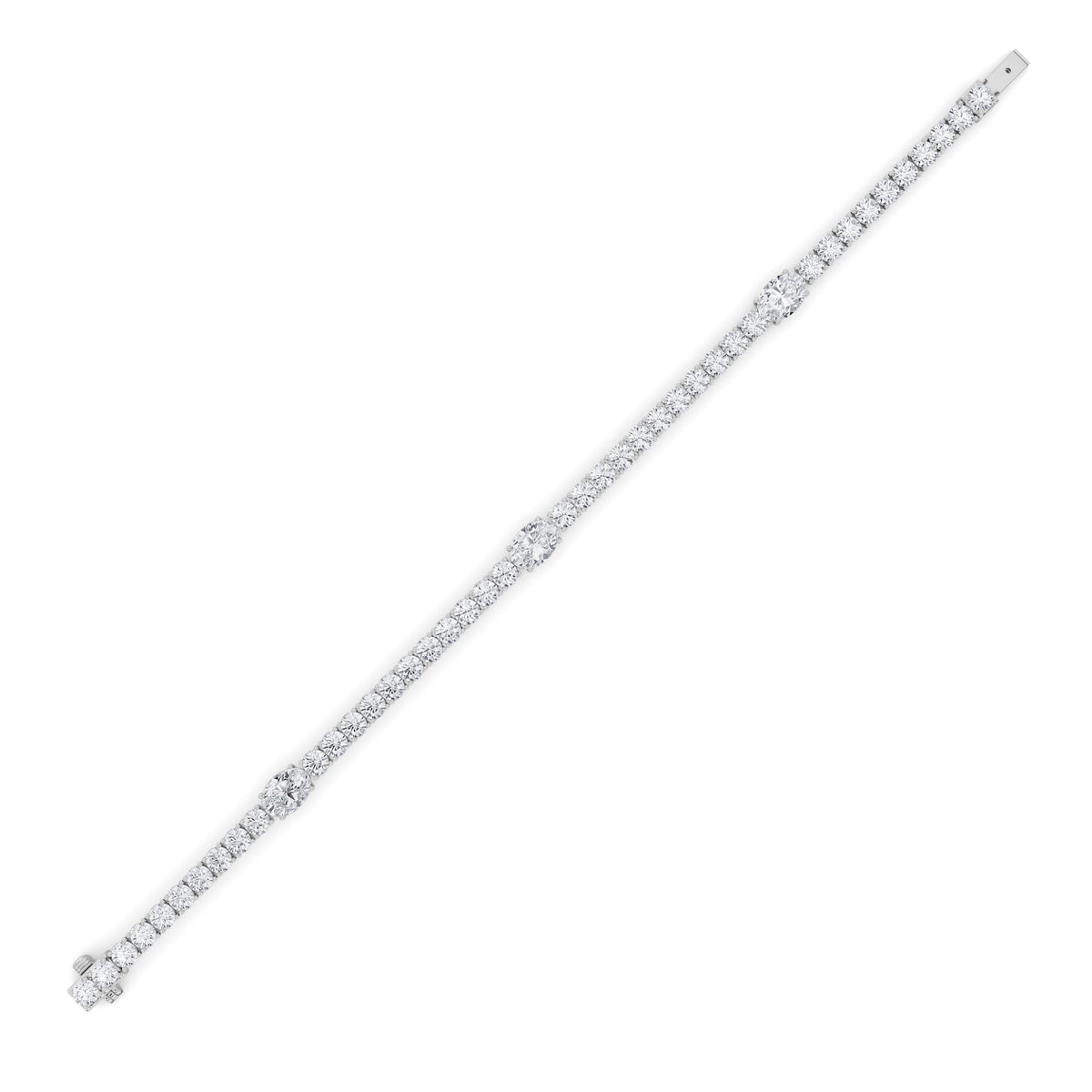 10CTW Oval Lab-Grown Diamond Prong East West Station Bracelet 45 Stones