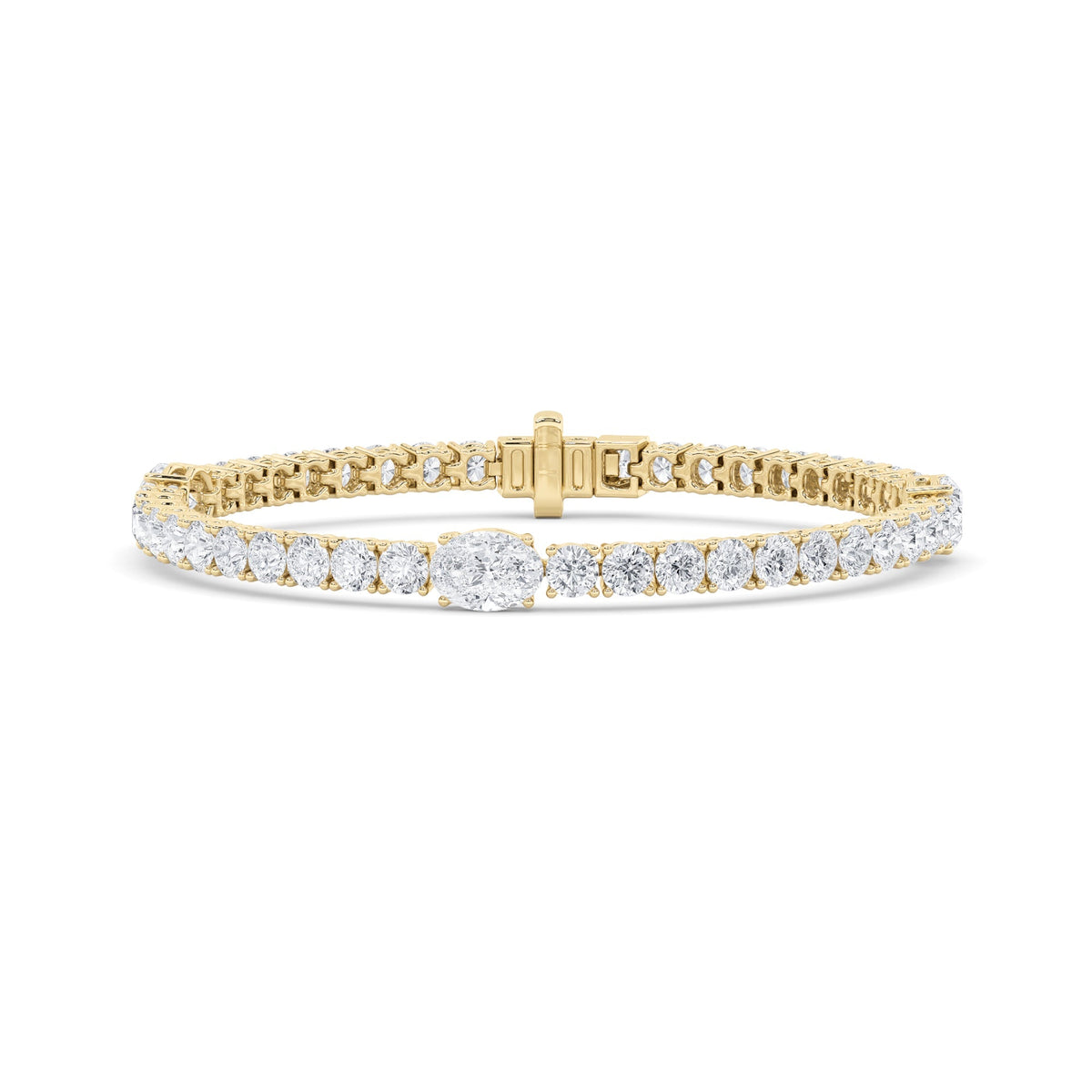 10CTW Oval Lab-Grown Diamond Prong East West Station Bracelet 45 Stones