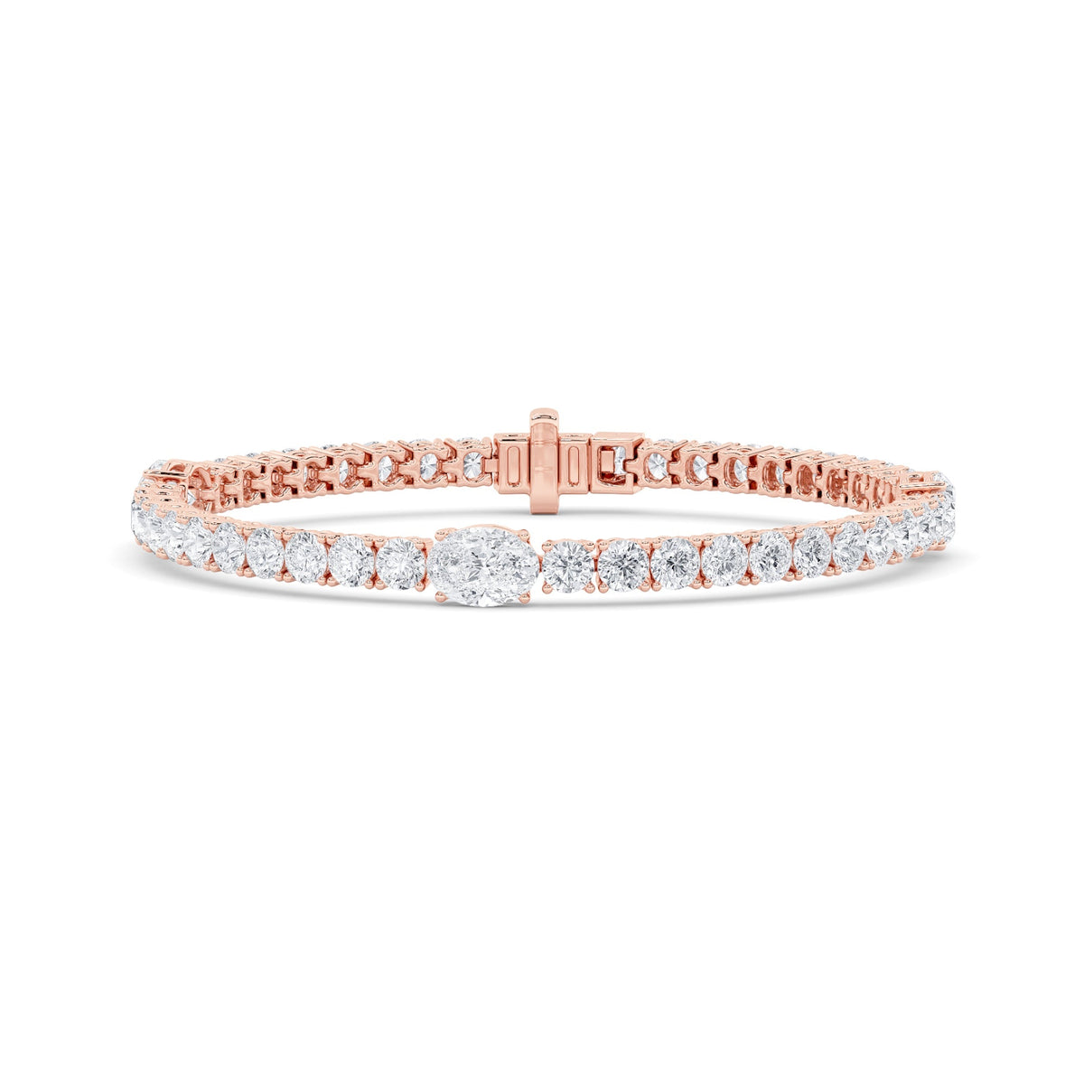 10CTW Oval Lab-Grown Diamond Prong East West Station Bracelet 45 Stones