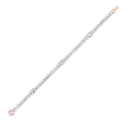 10CTW Oval Lab-Grown Diamond Prong East West Station Bracelet 45 Stones