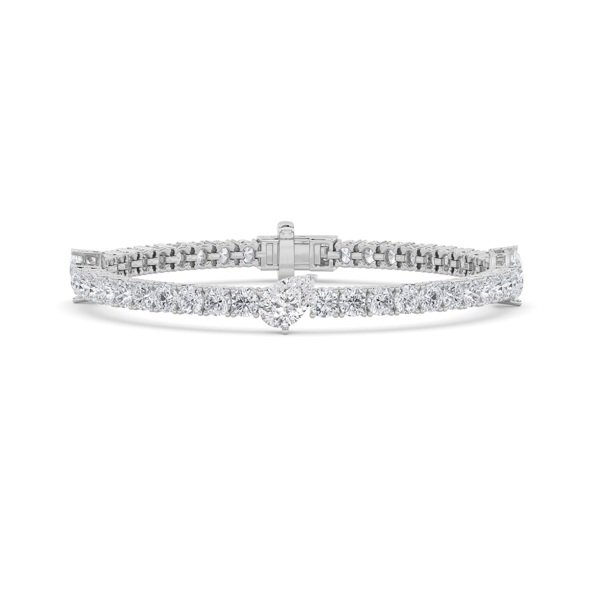 10CTW Pear Lab-Grown Diamond Prong East West Station Bracelet 47 Stones