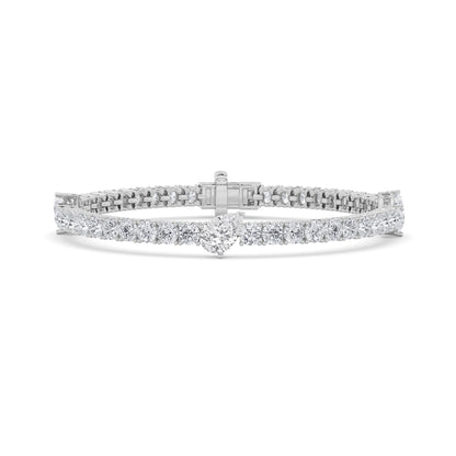 10CTW Pear Lab-Grown Diamond Prong East West Station Bracelet 47 Stones