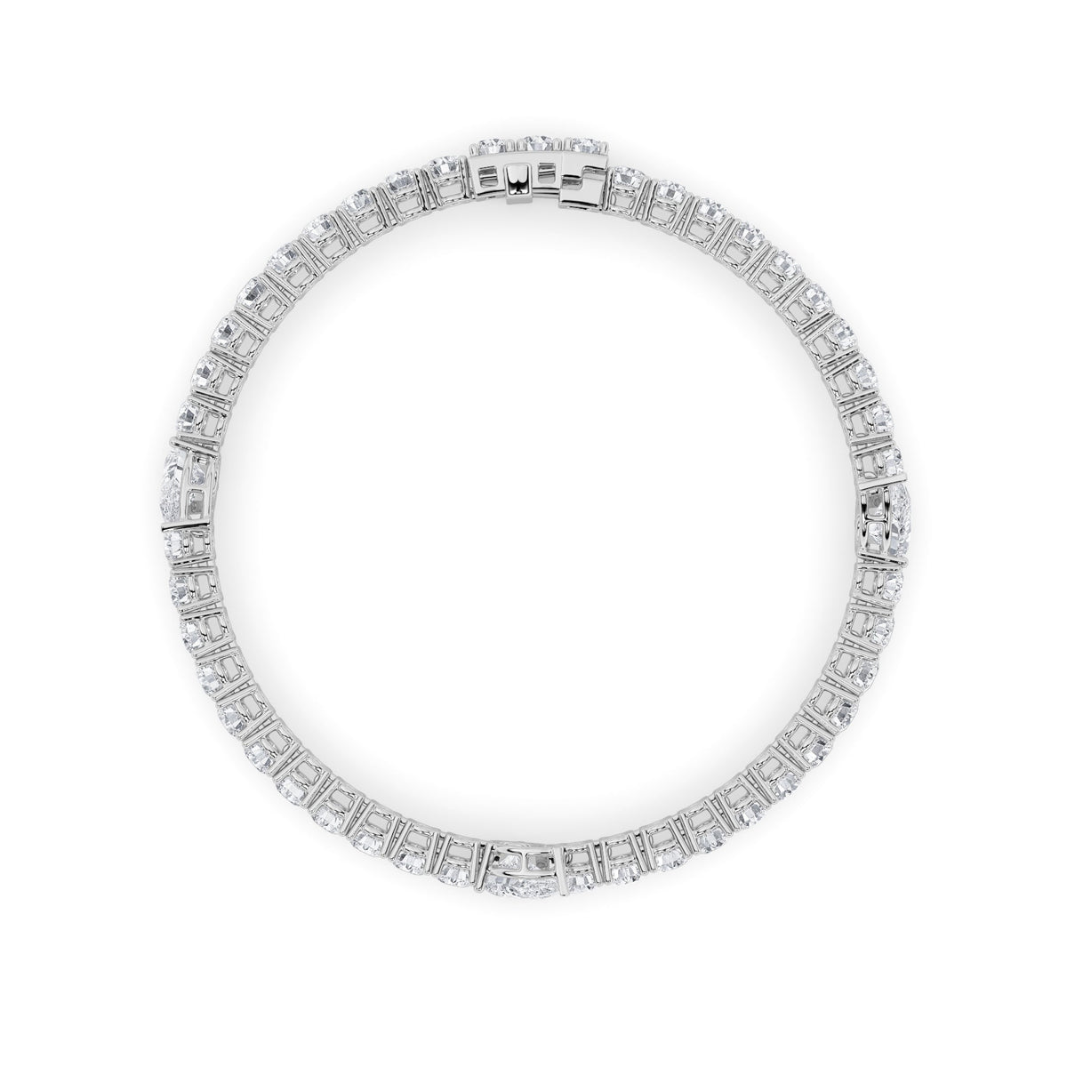 10CTW Pear Lab-Grown Diamond Prong East West Station Bracelet 47 Stones