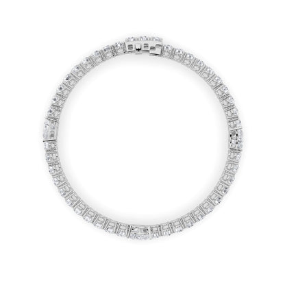 10CTW Pear Lab-Grown Diamond Prong East West Station Bracelet 47 Stones