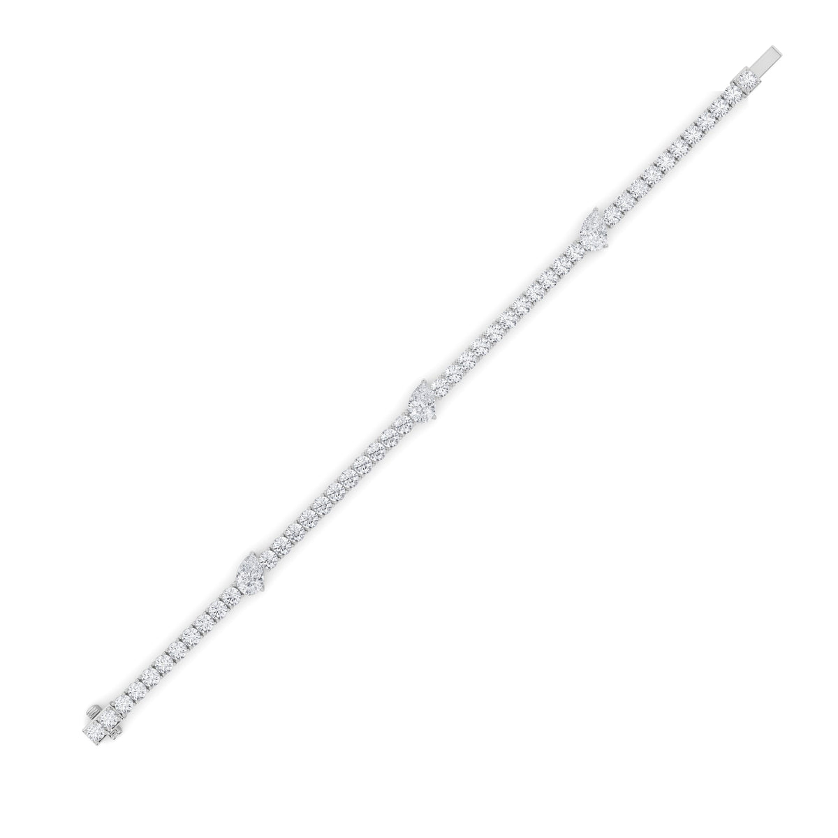 10CTW Pear Lab-Grown Diamond Prong East West Station Bracelet 47 Stones