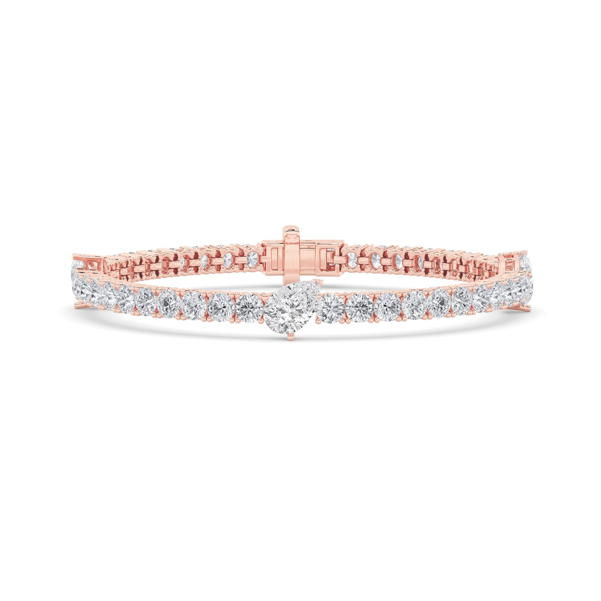 10CTW Pear Lab-Grown Diamond Prong East West Station Bracelet 47 Stones