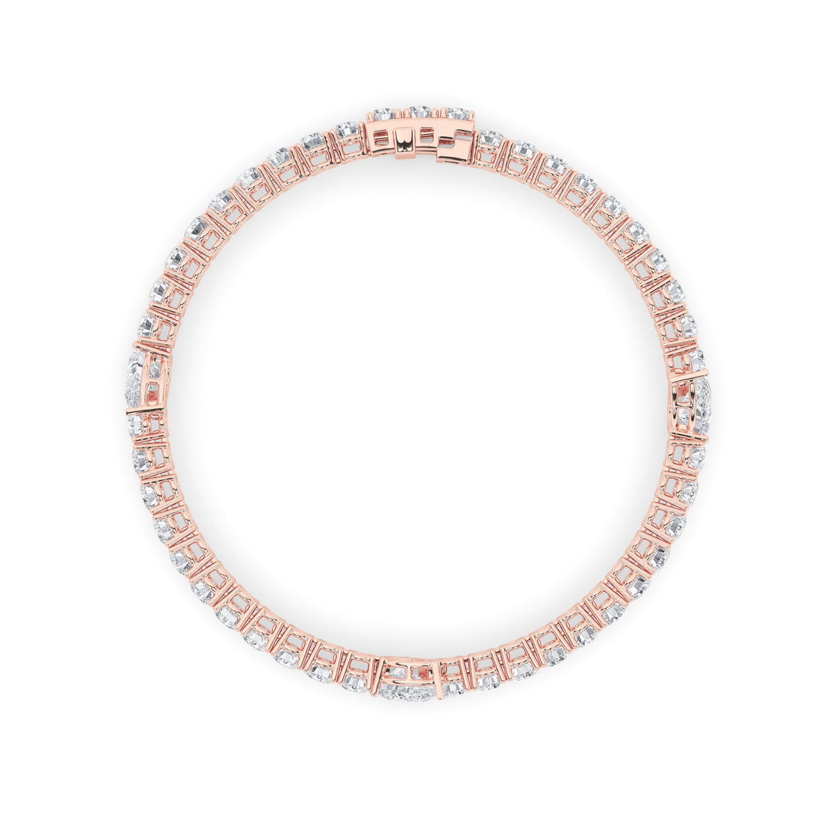 10CTW Pear Lab-Grown Diamond Prong East West Station Bracelet 47 Stones