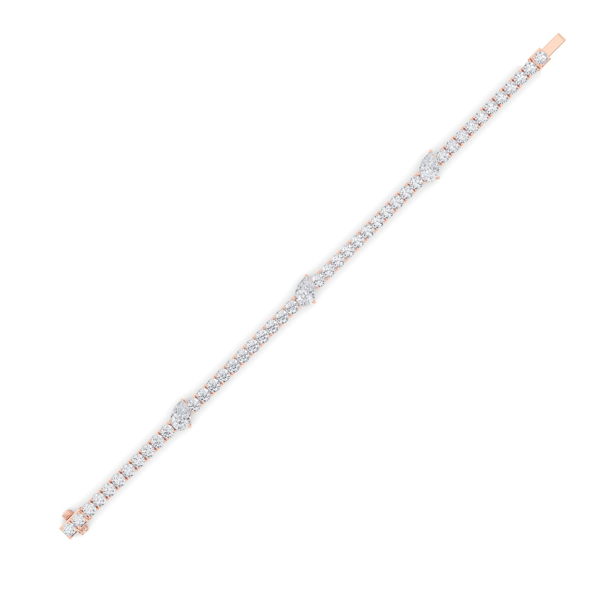 10CTW Pear Lab-Grown Diamond Prong East West Station Bracelet 47 Stones