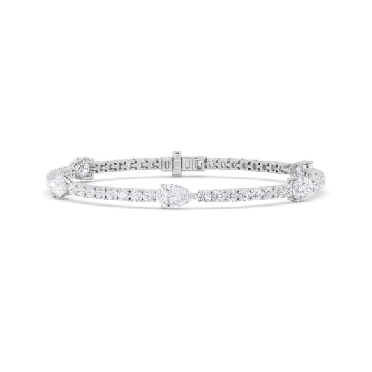 6CTW Pear Lab-Grown Diamond Prong East West Station Bracelet 55 Stones
