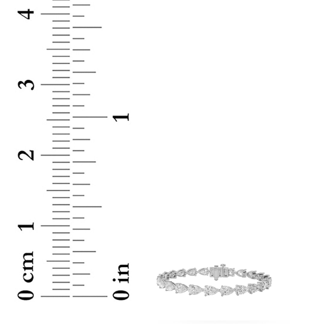 10CTW Pear Lab-Grown Diamond Prong Fancy Line Bracelet 25 Stones