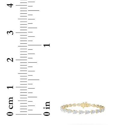 10CTW Pear Lab-Grown Diamond Prong Fancy Line Bracelet 25 Stones