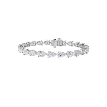 12CTW Pear Lab-Grown Diamond Prong Fancy Line Bracelet 24 Stones