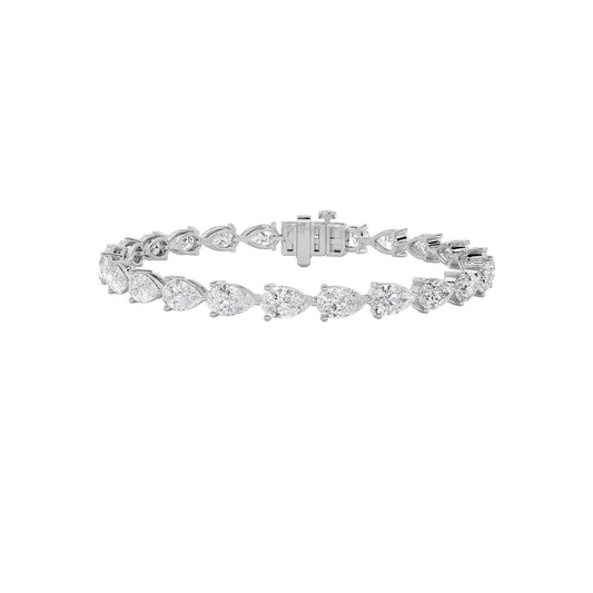 12CTW Pear Lab-Grown Diamond Prong Fancy Line Bracelet 24 Stones