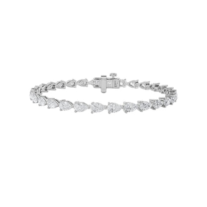 6CTW Pear Lab-Grown Diamond Prong Fancy Line Bracelet 30 Stones