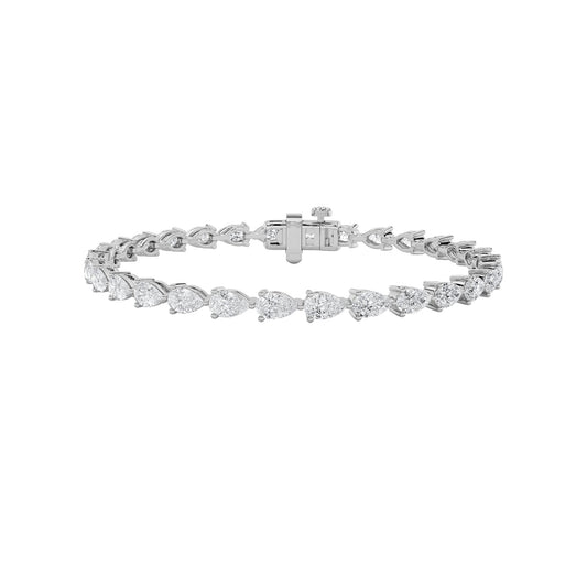 6CTW Pear Lab-Grown Diamond Prong Fancy Line Bracelet 30 Stones