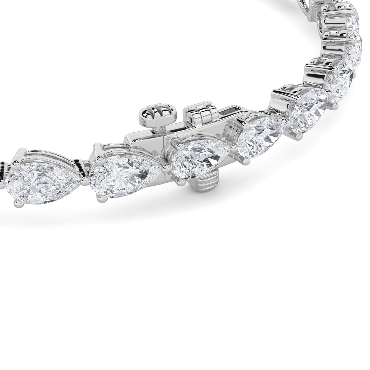 6CTW Pear Lab-Grown Diamond Prong Fancy Line Bracelet 30 Stones