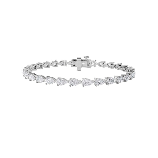 7CTW Pear Lab-Grown Diamond Prong Fancy Line Bracelet 28 Stones