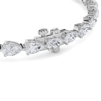 7CTW Pear Lab-Grown Diamond Prong Fancy Line Bracelet 28 Stones