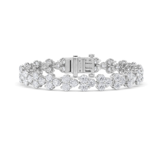 13CTW Round Lab-Grown Diamond Prong Cluster Bracelet 69 Stones