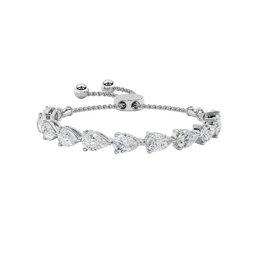 3.5CTW Pear Lab-Grown Diamond Prong Bolo Bracelet 11 Stones