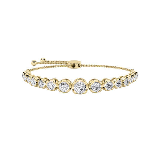 3.5CTW Round Lab-Grown Diamond Prong Bolo Bracelet 15 Stones