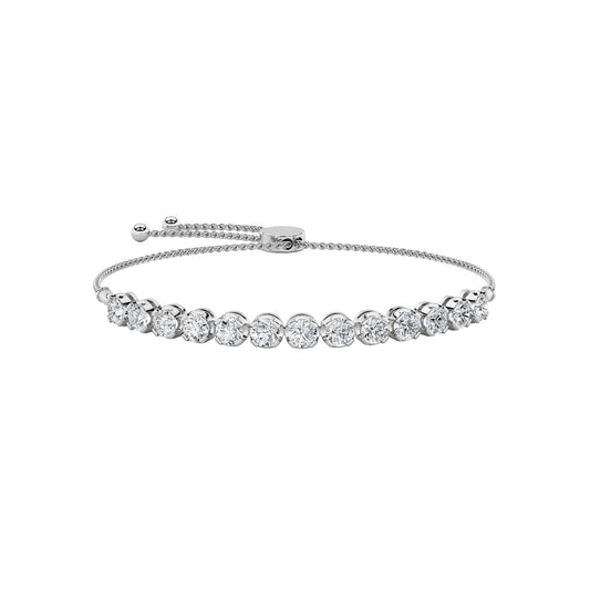 2.5CTW Round Lab-Grown Diamond Prong Bolo Bracelet 13 Stones
