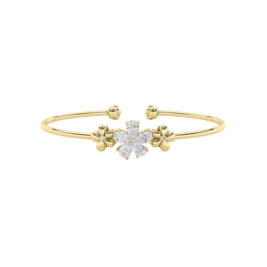 1.5CTW Pear Lab-Grown Diamond Prong Fancy Flower Bangle Bracelet 7 Stones