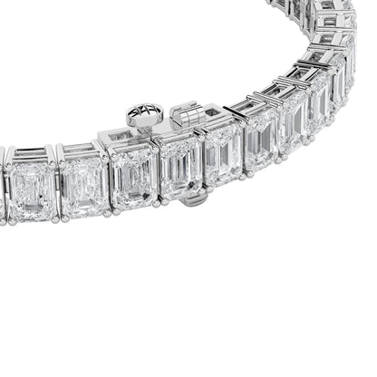 15CTW Emerald Lab-Grown Diamond Prong North South Bracelet 50 Stones