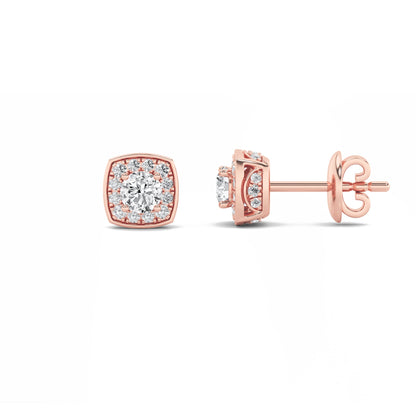 1CTW Round Lab-Grown Diamond Prong Halo Stud Earrings 50 Stones