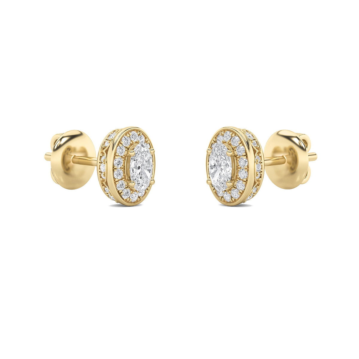1CTW Oval Lab-Grown Diamond Prong Halo Stud Earrings 66 Stones