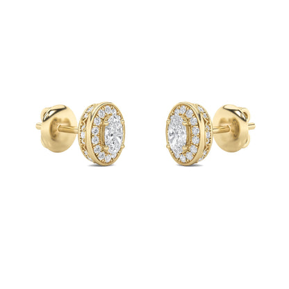 1CTW Oval Lab-Grown Diamond Prong Halo Stud Earrings 66 Stones