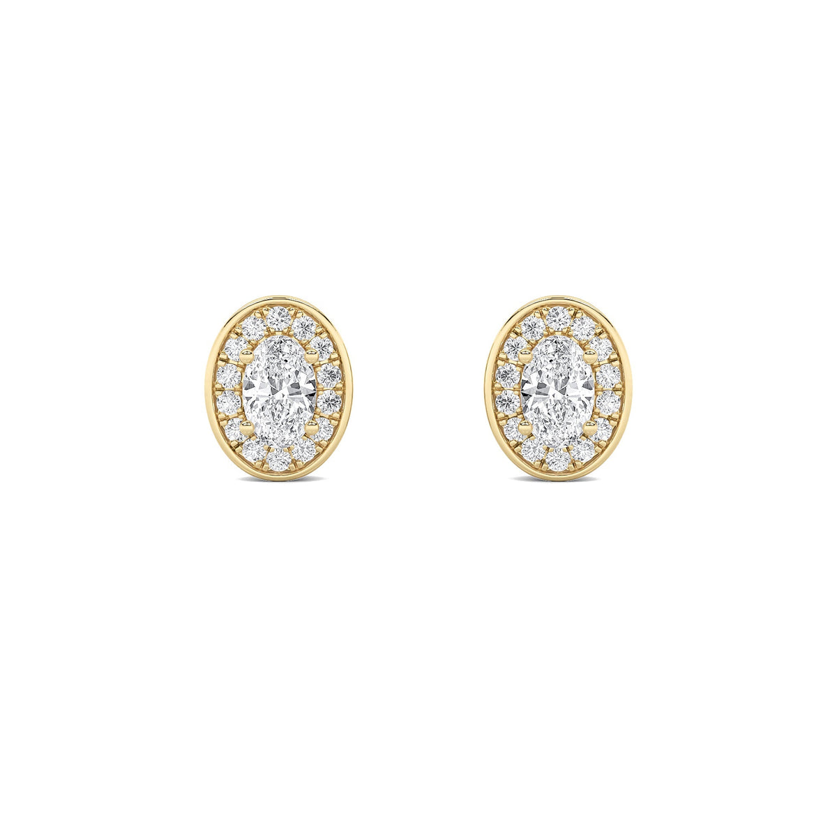 2CTW Oval Lab-Grown Diamond Prong Halo Stud Earrings 70 Stones
